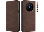 Custodia Per Huawei Mate 70 Air, Custodia Retro In Finto Cuoio Con Supporto E Slot Per Carte Di Credito Marrone
