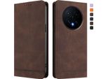 Custodia Per Honor Magic8, Flip Case In Finto Cuoio Retrò Con Supporto E Slot Per Carte Di Credito Marrone