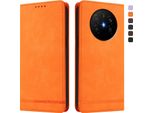 Custodia Per Huawei Mate 70 Air, Custodia Retro In Finto Cuoio Con Supporto E Slot Per Carte Di Credito Arancione