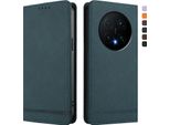 Custodia Per Honor Magic8 Pro, Flip Case In Finto Cuoio Retrò Con Supporto E Slot Per Carte Verde