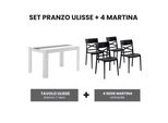 Set Da Pranzo Con Tavolo 135×80 Cm In Legno Rivestito In Melamina E Sedie In Polipropilene Rinforzato Con Fibra Di Vetro - Design Moderno, Robusto E Salvaspazio Per Cucina E Sala Da Pranzo - Ulisse + Martina - Bianco/Bianco/Nero