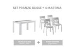 Set Da Pranzo Con Tavolo 135×80 Cm In Legno Rivestito In Melamina E Sedie In Polipropilene Rinforzato Con Fibra Di Vetro - Design Moderno, Robusto E Salvaspazio Per Cucina E Sala Da Pranzo - Ulisse + Martina - Grigio Chiaro/Bianco/Nero