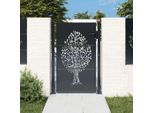 The Living Store Cancello Da Giardino Antracite 105X155 Cm In Acciaio Design Ad Albero