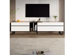 Mobiletto Tv Merax Con Ripiano Incernierato E Vani A Giorno, Mobile Tv A Due Ante, Credenza Minimalista Per Mobili Tv Con Vano Portaoggetti, Bianco