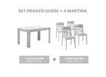 Set Da Pranzo Con Tavolo 135×80 Cm In Legno Rivestito In Melamina E Sedie In Polipropilene Rinforzato Con Fibra Di Vetro - Design Moderno, Robusto E Salvaspazio Per Cucina E Sala Da Pranzo - Ulisse + Martina - Grigio Chiaro/Grigio/Bianco
