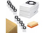 Rosfix 10 Sacchetti + Filtro Per Aspirapolvere KäRcher WD6 WD4 WD5 MV4 + Tubo Flessibile Per Aspirapolvere KäRcher 4M