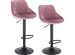 Sgabello Da Bar Di Design - Velluto - Rosé - Ergonomico - Con Schienale - Altezza Regolabile 60-82Cm - Set Di 2