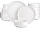 Set Da Portata Lavish - 18 Pezzi - 6 Persone - Ceramica Bianca - Piatto Per La Cena E Piatto Per La Colazione
