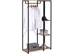 Appendiabiti Marrone - 3 Ripiani - Con Scomparto Per Le Scarpe E Spazio Aggiuntivo Per Riporre Gli Abiti - Camera Da Letto E Guardaroba - 90X40X167Cm - Metallo E Legno