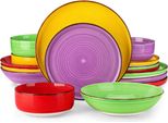 Set Da Portata Belviano - 16 Pezzi - 4 Persone - Ceramica Arcobaleno - Piatti Per La Cena, Piatti Fondi E Piatti Per La Colazione - Colorato E Resistente