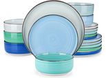 Set Da Portata Averto - 18 Pezzi - 6 Persone - Rainbow - Piatti Per La Cena, Piatti Fondi E Piatti Per La Colazione - Stoviglie In Ceramica Colorata
