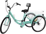 Triciclo A 7 Marce – Trike Pieghevole Per Adulti E Anziani – 24 Pollici – Con Cestino Posteriore E Illuminazione A Led – Verde