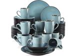 Set Da Portata Velentino - 48 Pezzi - 12 Persone - Ceramica Verde - Piatti Da Pranzo, Piatti Fondi E Piatti Da Colazione - Set Completo Da Cucina