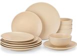 Servizio Di Piatti Averto – 24 Pezzi – 4 Persone – Piatti Piani, Piatti Fondi E Piatti Da Colazione – Beige – Piatti In Ceramica