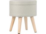 Happyment Livi Crema - Con Contenitore - Sgabello E Pouf - 32X32X36Cm - Tessuto - Contenitore