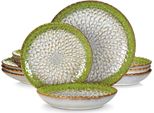 Set Di Stoviglie – 12 Pezzi – 4 Persone – Porcellana – Colori Assortiti – Piatti Piani, Da Dessert E Fondi