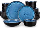 Set Da Portata Lorentino - 24 Pezzi - 6 Persone - Blue Eye - Piatti Da Portata, Piatti Fondi E Piatti Da Colazione - Ceramica