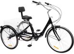 Triciclo Per Adulti Nevlo 24" - Trike A 7 Velocità Per Anziani - Pieghevole, Regolabile, Con Cestino Posteriore E Ruota Anteriore - Nero / Blu / Rosso - Capacità Di Carico 120Kg"
