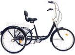 Triciclo Per Adulti 24" - Trike A 6 Velocità Per Anziani - Con Cestino Posteriore, Ruota Anteriore E Manubrio Regolabile - Nero / Bianco / Oro / Giallo"