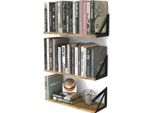 Set Di Mensole A Muro Happyment 3 Pezzi - Mensole A Muro Galleggianti - Libreria - Marrone - Legno
