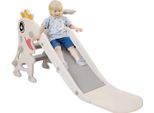 Scivolo Per Bambini 3 In 1 Con Canestro - Regolabile - Giochi Per Interni Ed Esterni - Bianco - Scivolo Rimovibile
