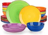 Set Da Portata Valenza - 24 Pezzi - 6 Persone - Kleurrijk - Piatti Da Portata, Piatti Fondi, Piatti Da Colazione E Piatti Da Dessert - Stoviglie In Ceramica Colorata