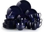 Set Da Portata Azzuro - 32 Pezzi - 8 Persone - Blu Scuro - Piatti Da Portata, Piatti Fondi E Piatti Da Colazione - Ceramica