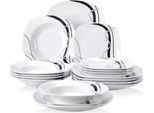 Set Da Portata Celestia - 18 Pezzi - 6 Persone - Porcellana Bianca - Piatti Per La Cena, Piatti Fondi E Piatti Per La Colazione - Elegante Servizio Da Cucina