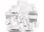 Set Da Portata Grandioso - 60 Pezzi - 12 Persone - Ceramica Bianca - Piatti Per La Cena E Piatti Per La Colazione
