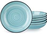 Set Da Portata Tida - 6 Pezzi - 6 Persone - Ceramica Blu - Piatti Per La Cena, Piatti Fondi E Piatti Per La Colazione - Moderno E Durevole