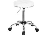 Sgabello Ergonomico A Sella - Bianco - Regolabile In Altezza - Su Rotelle - Sgabello Da Lavoro E Parrucchiere