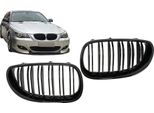 Griglia Radiatore A Rene Per Bmw Serie 5 E60 E61 03-10 A Doppia Striscia Nero Lucido.