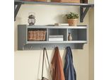 Sobuy Appendiabiti Da Parete Appendiabiti Da Corridoio Ganci Per Cappotti Scaffale Con 3 Scomparti E 4 Ganci Appendiabiti Grigio Chiaro Wd Circa 100X35X25Cm FHK28-HG