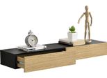 Mensola A Muro 'Antilles' 50X24X12 Cm Set Di 2 Con Cassetto Colori Nero/Legno