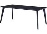 Tavolo Da Pranzo Casadolce Lorna, Nero Con Venature Oro, 180X90X76 Cm, Piano In Pietra Sinterizzata, Motivo Marmo, Gambe In Metallo
