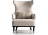 Poltrona Wing Poltrona Monoposto Lusso In Tessuto Beige Soggiorno Moderno