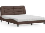 Vidaxl Letto Con Materasso "Hvar"" Marrone 160X200 Cm In Pelle Finta"