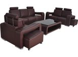Soggiorno In Pelle Paesaggio Divano + Usb Set Divani Ad Angolo Sedile Set Nuovo Rivestimento