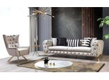Set Di Divani Moderni Chesterfield Beige In Acciaio Inox Divano A 3 Posti Poltrona