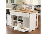 Carrello Da Portata Merax Con Ciotola Per Animali, Isola Da Cucina Su Rotelle, Con Piano Di Lavoro Estensibile, Cassetto, Carrello Da Cucina, Mobile Da Cucina, Bianco