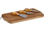 Tagliere In Legno Per Servire Snack E Formaggi + 3 Coltelli Alpina