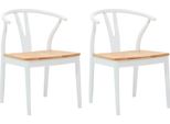 Vidaxl Sedia Da Pranzo 2 Pezzi In Legno Massiccio Di Gomma Bianco E Naturale