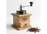 Macinacaffè Manuale Classico In Legno Di Quercia Retro Con Cassetto E Regolazione Inciso