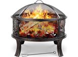 Pozzetto Per Il Fuoco Con Parascintille - 69 Cm - Vasca Per Il Fuoco All'aperto - Pozzetto Per Barbecue E Giardino - Fuoco D'atmosfera
