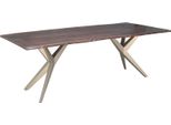 MASSIVMOEBEL24 | Freeform 4 Tavolo Da Pranzo In Legno Di Acacia - Laccato Marrone / Gambe In Ferro - Argento Mat 180X90X76