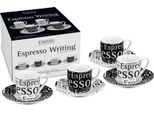 KöNitz Espressotassen 4Er Set Writing, Becher, Porzellan, Schwarz, Weiß, 85 Ml, 11 5 053 2804