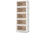 Costway Scatola Pieghevole Con Coperchio, Contenitore 316 L, Set Di 5 Scatole Di Plastica Impilabili, 59,5 X 37,5 X 170 Cm, Bianco