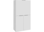 Dmora Scrivania Atroc 35X70X140H Cm Bianco Lucido, Modulabile 4 Vani Italy