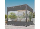 Telone In Pvc Trasparente - Impermeabile E Resistente Ai Raggi Uv - Con Occhielli - Per Veranda, Terrazza O Tettoia - Khaki - 240X240Cm