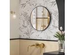 Songmics Specchio Da Parete, Specchio Da Bagno Rotondo Con Cornice In Metallo, Ø 61 Cm, Nero Inchiostro